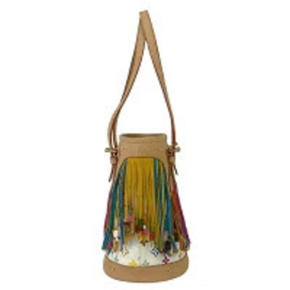 Louis Vuitton Bucket Flange Shoulder Bag Fringe Tote Monogram Multicolor Blanc - Picture 2 of 7